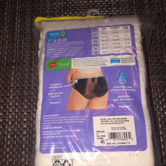 NWT Hanes - hipsters breathable cotton . No ride up sz 8 - Picture 6 of 7